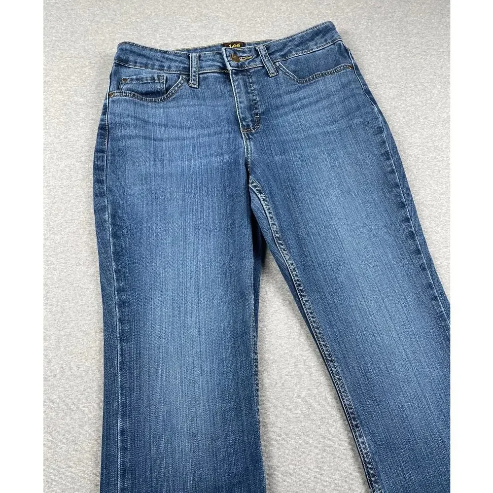 y2k LEE Jeans Womens 8s Blue Bootcut Mid Rise Medium Wash Retro 90s VTG Western